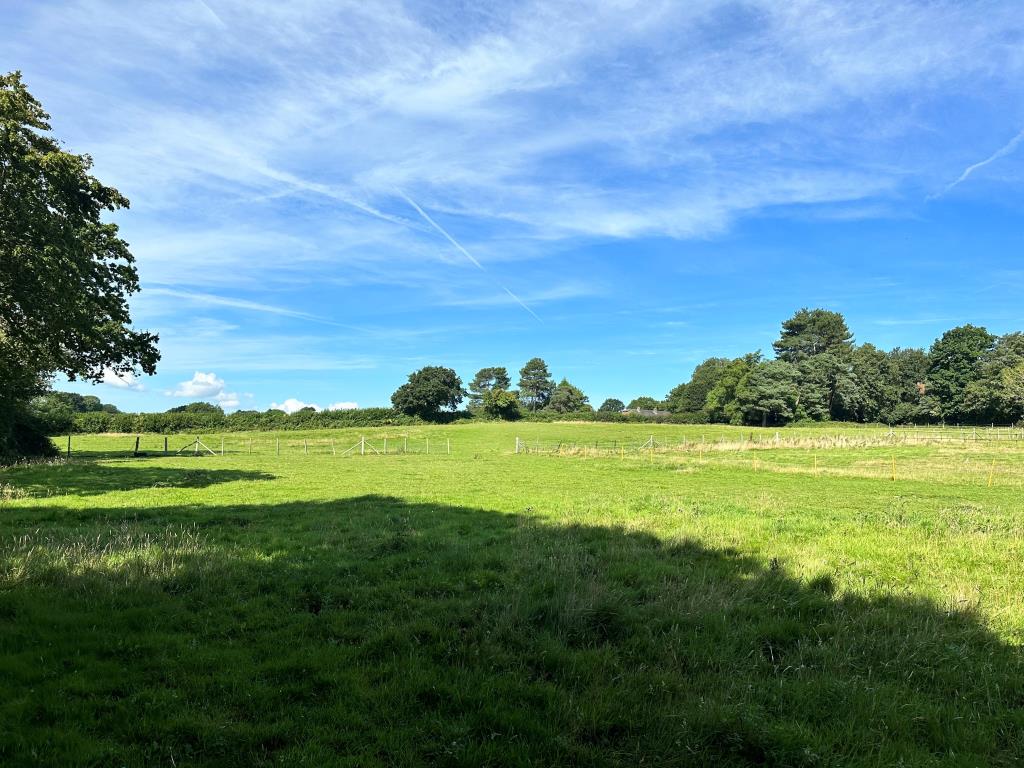 Lot: 137 - SIX ACRES OF EQUESTRIAN LAND WITH STABLES, SAND SCHOOL AND BARNS - Grassed field